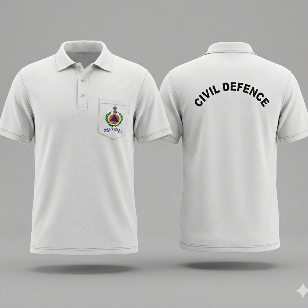 Civil Defence White Cotton t-shirt with back print