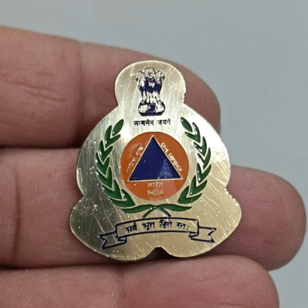 Civil Defence Pure Brass Coat Broach
