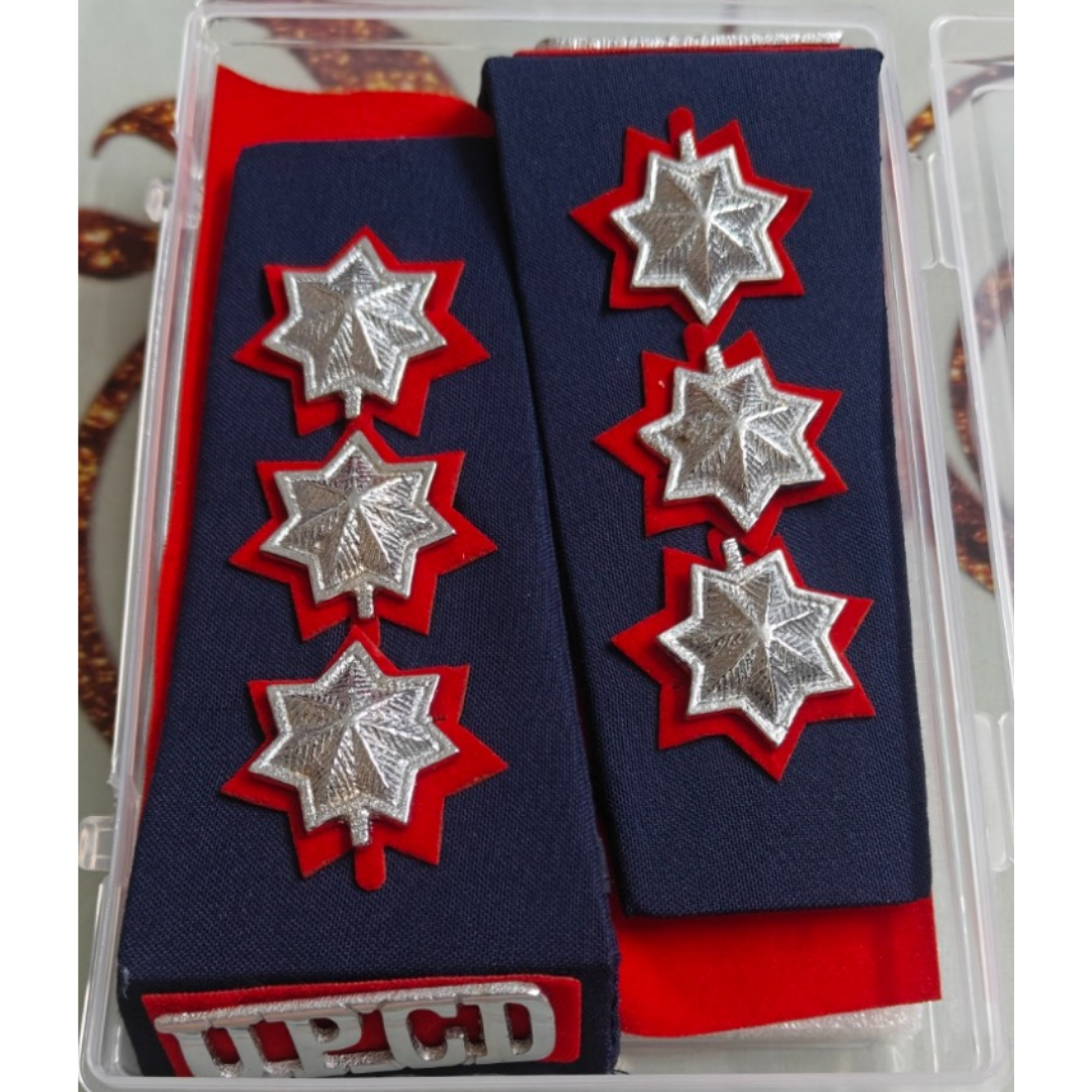 Army Uniform Rank Badge Set – Three Star Silver Insignia