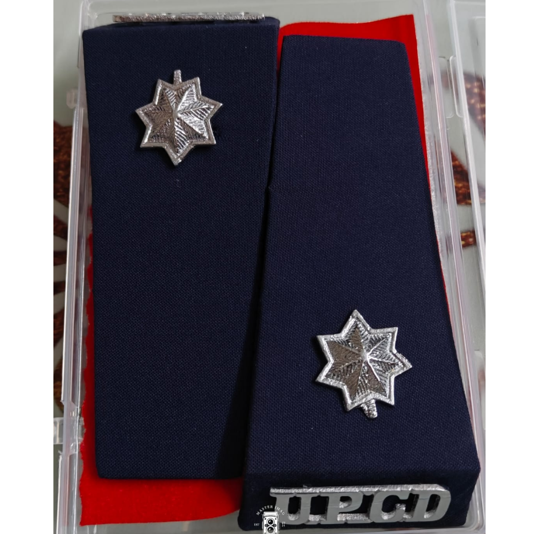 Single Star Army Rank Badge Set – Navy Blue with Silver Star