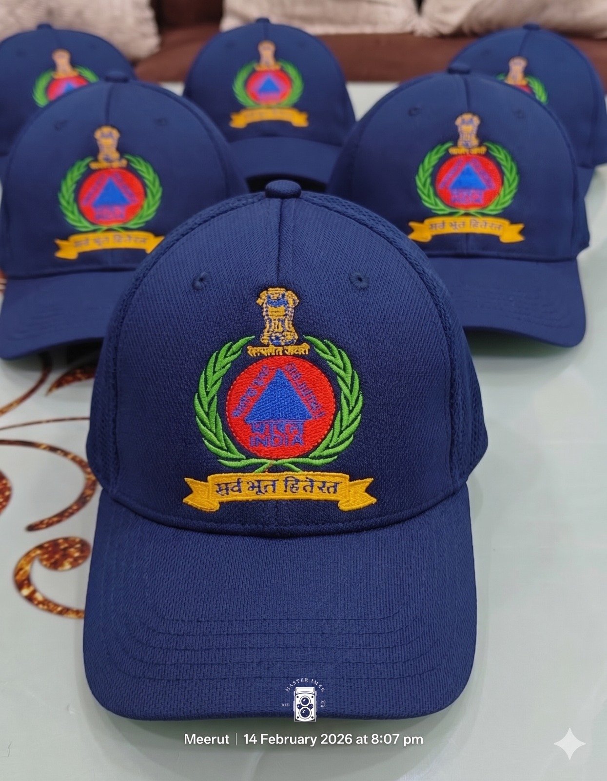 Navy Blue Cotton Mesh Cap